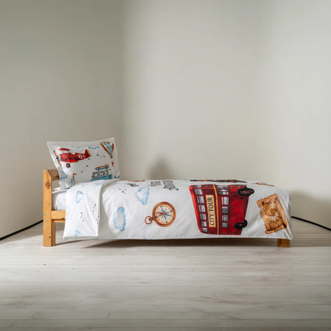 Minik Kaşifler Desenli %100 Pamuk 160x220 Çocuk Tek Kişilik Nevresim Takımı
