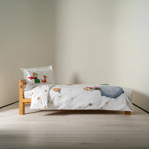 Küçük Prens ve Tilki Desenli %100 Pamuk 160x220 Çocuk Tek Kişilik Nevresim Takımı