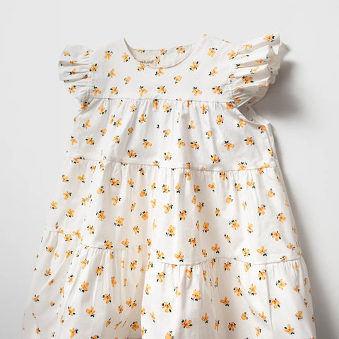 Sunny Daisy Desenli Fırfırlı Kız Çocuk Elbise