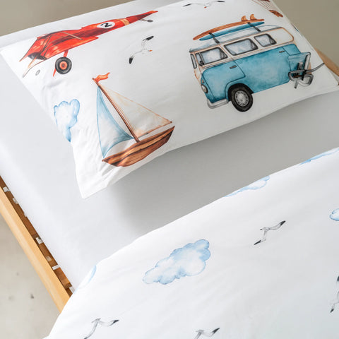 Minik Kaşifler Desenli %100 Pamuk 160x220 Çocuk Tek Kişilik Nevresim Takımı
