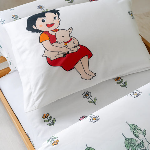 Heidi ve Alpler Desenli %100 Pamuk 160x220 Çocuk Tek Kişilik Nevresim Takımı