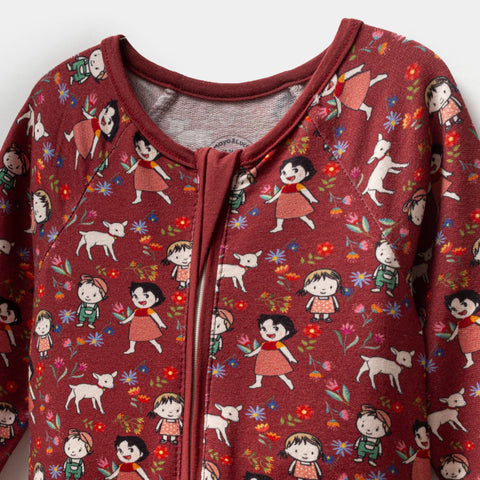 Heidi Desenli Bordo Kız Bebek Uyku Tulumu