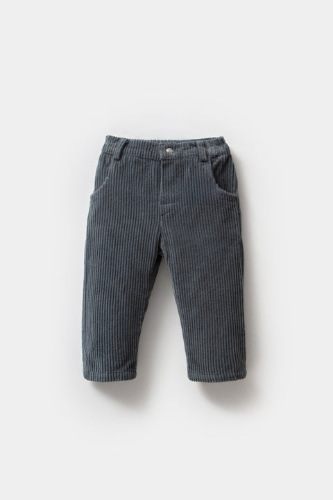 Ekose Yaka Detaylı Gri Pamuk Erkek Bebek İkili Takım