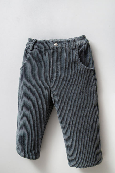 Ekose Yaka Detaylı Gri Pamuk Erkek Bebek İkili Takım