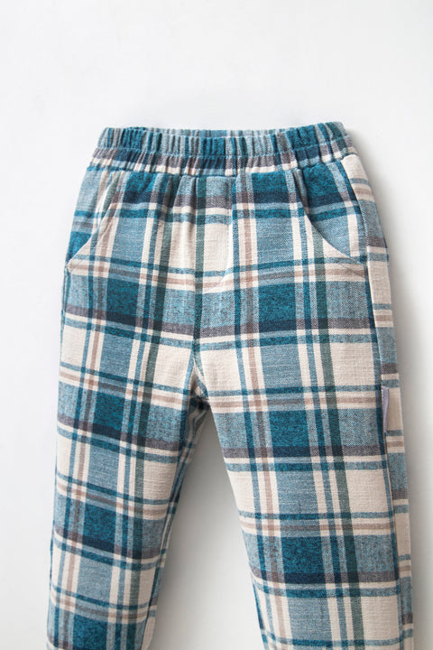 Köpek Nakışlı Pamuk Ekose Erkek Çocuk Takım