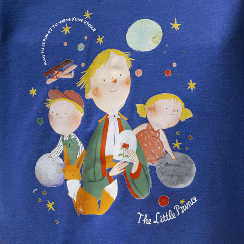 Küçük Prens Desenli Saks Mavi Pamuk Erkek Çocuk Sweatshirt Takım