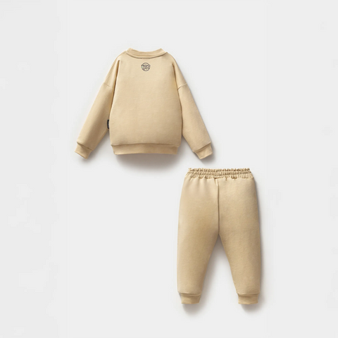 Alice Desenli Bej Pamuk Kız Çocuk Sweatshirt Takım