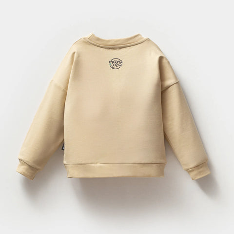 Heidi Desenli Bej Pamuk Kız Çocuk Sweatshirt Takım