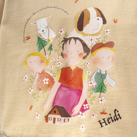 Heidi Desenli Bej Pamuk Kız Çocuk Sweatshirt Takım