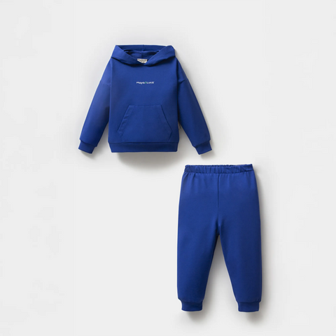 Küçük Prens Desenli Saks Mavi Kapüşonlu Pamuk Erkek Çocuk Sweatshirt Takım