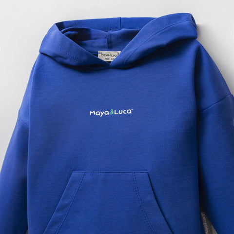 Küçük Prens Desenli Saks Mavi Kapüşonlu Pamuk Erkek Çocuk Sweatshirt Takım