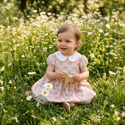 Wild Flower Kız Çocuk Pembe Kısa Kollu Çiçek Desenli Elbise