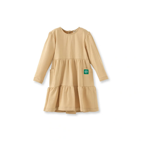 Bej Basic Pamuk Kız Çocuk Elbise