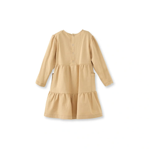 Bej Basic Pamuk Kız Çocuk Elbise