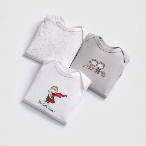 Küçük Prens Baskı Desenli Kısa Kollu Erkek Bebek 3'lü Body Set