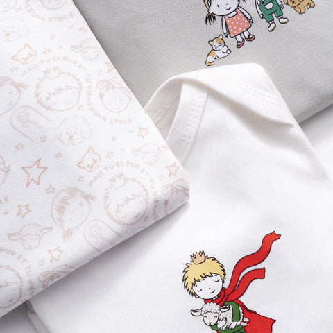 Küçük Prens Baskı Desenli Kısa Kollu Erkek Bebek 3'lü Body Set
