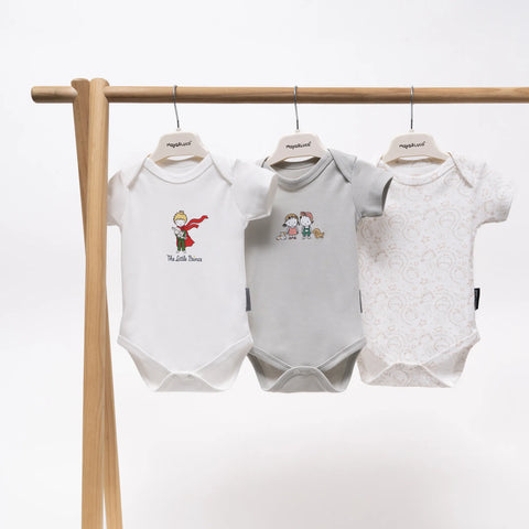 Küçük Prens Baskı Desenli Kısa Kollu Erkek Bebek 3'lü Body Set
