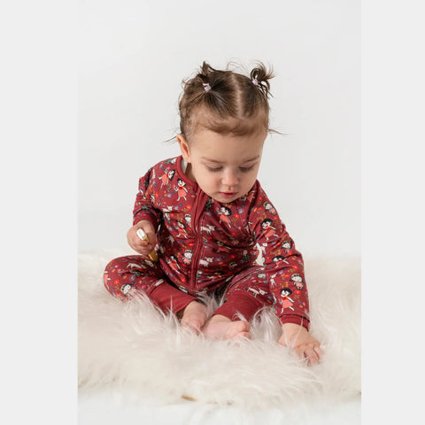 Heidi Desenli Bordo Kız Bebek Uyku Tulumu