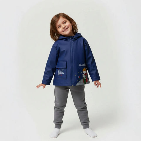 Küçük Prens Baskılı Kauçuk Su Geçirmez Pamuk Astarlı Erkek Çocuk Yağmurluk