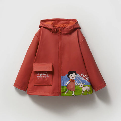 Heidi Baskılı Kauçuk Su Geçirmez Pamuk Astarlı Kız Çocuk Yağmurluk