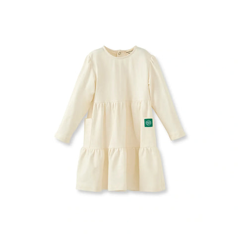 Krem Basic Pamuk Kız Çocuk Elbise