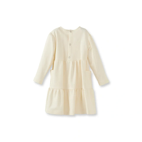 Krem Basic Pamuk Kız Çocuk Elbise