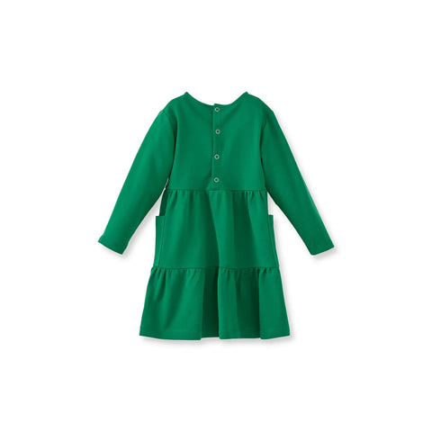 Yeşil Basic Pamuk Kız Çocuk Elbise